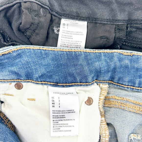 American Eagle Bundle Lot (2) High Rise‎ Distressed Cut Off Denim Shorts Size 2 - Picture 8 of 10